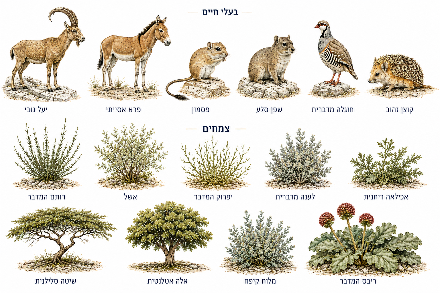איור החי והצומח במכתש רמון